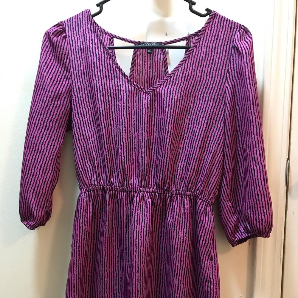 Pink and Black Striped Mini Dress